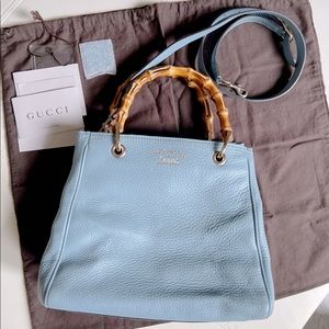 Gucci Limited Edition Baby Blue Bamboo Shopper